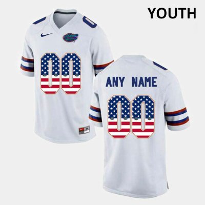 Youth Florida Gators #00 Customize NCAA Nike White US Flag Fashion Authentic Stitched College Football Jersey GSR2862ZO